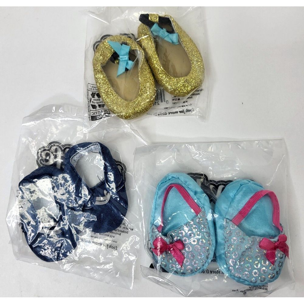 My Life as Accessories Lot Of 3 Shoes - Denim Sneakers/ Slippers/ Glitter‎ Shoes